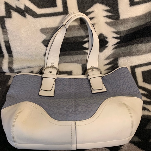 Authentic Coach Medium Blue & White Tote J35-6383 - Picture 2 of 8